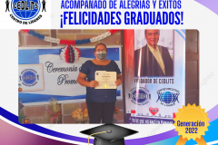 Post de Facebook graduación azul y amarillo