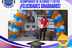 Post de Facebook graduación azul y amarillo